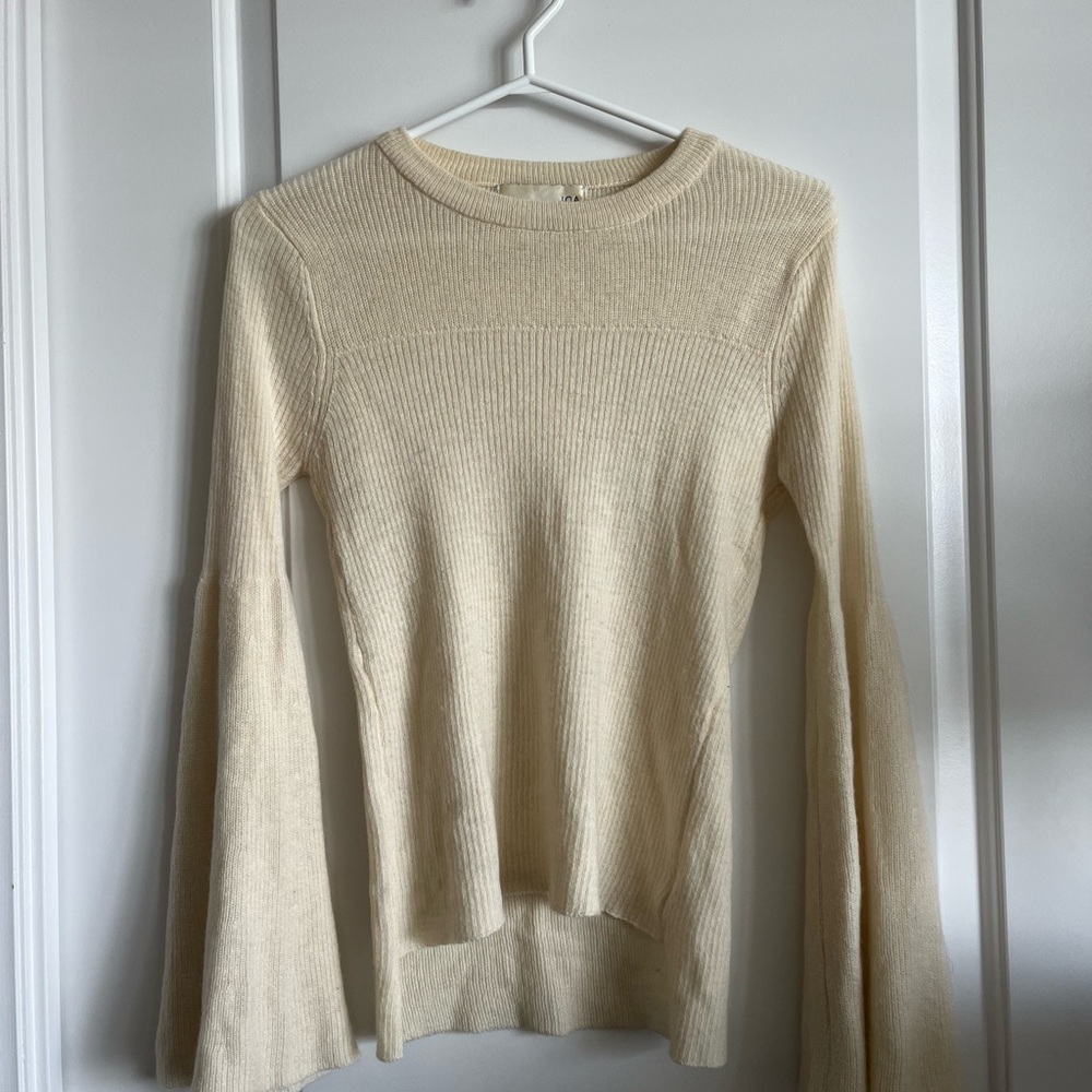 J.O.A. Cream Knit Sweater with Bell Sleeves